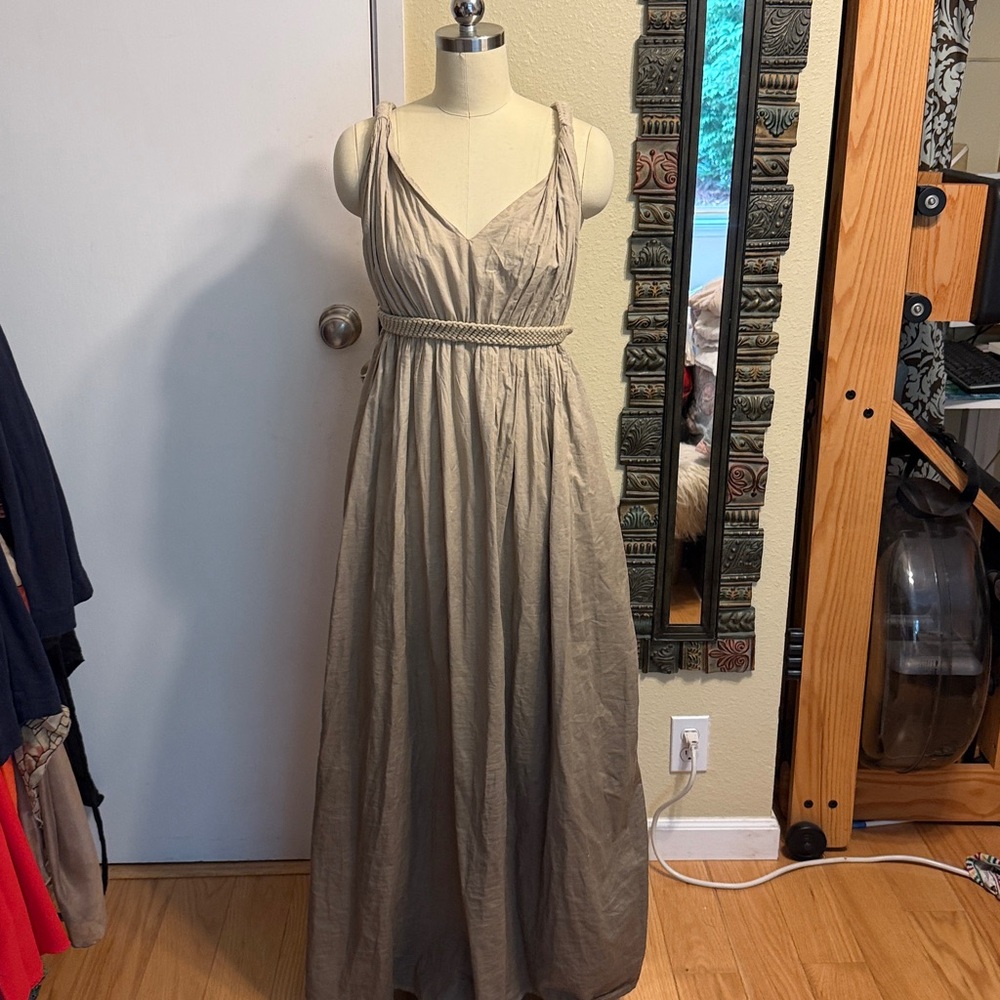 Ombre Green Botanically Dyed Handmade Macrame Belted Boho Dress Aya Sacred Wear